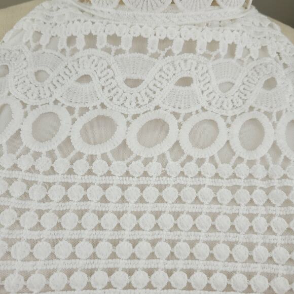 NWT Boho Factory White Crochet Halter Neck Mini Dress Size XL Beachy Boho Indie - Picture 7 of 13